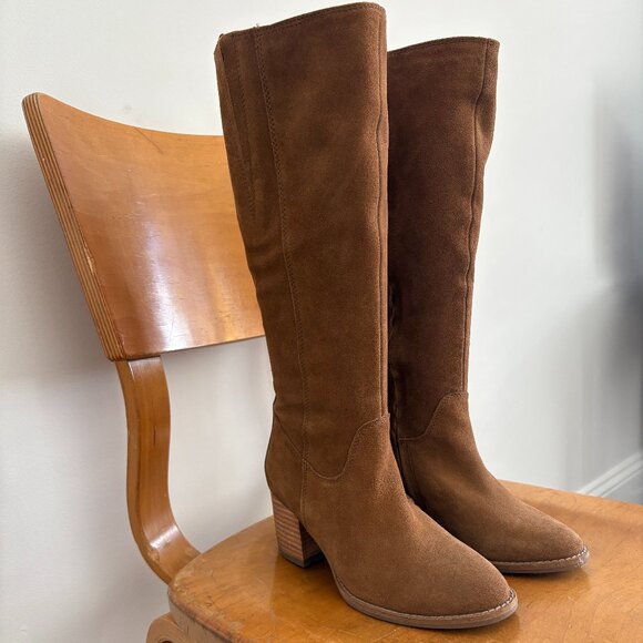 Blondo Nikki Caramel Tall Suede Waterproof Boot with 2.5" Heel, Size 7.5 - Picture 3 of 9